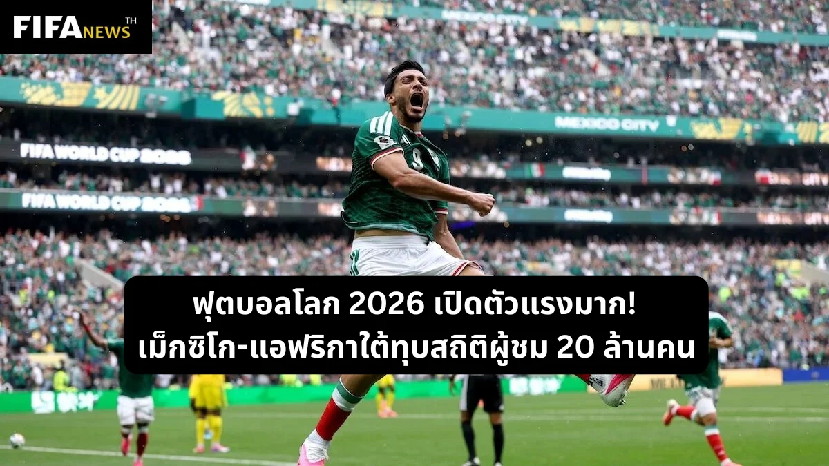 ฟุตบอลโลก 2026 เปิดตัวแรงมาก! เม็กซิโก-แอฟริกาใต้ทุบสถิติผู้ชม 20 ล้านคน